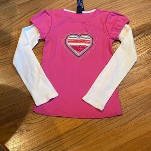 NWT- Gap kids long sleeve tee-size medium/8-pink with a heart-great shirt!